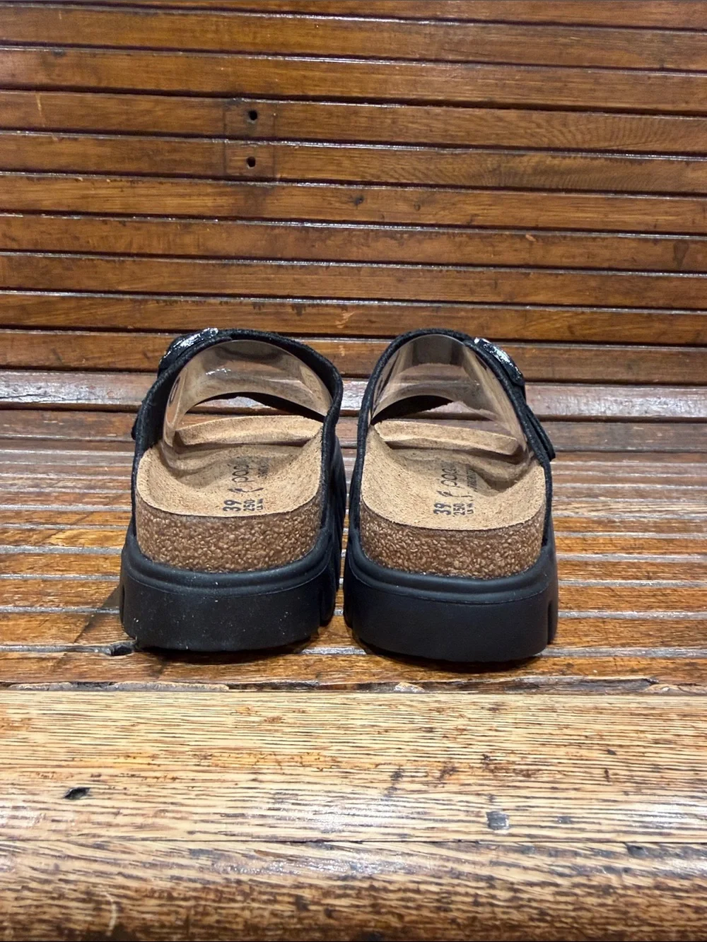 Birkenstock Black Suede Two-Strap Sandals